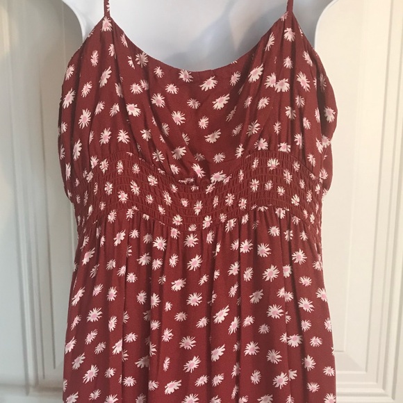 Aeropostale Women’s XL Brick Red Floral Daisy Print Side Split Midi Dress in EUC - Picture 12 of 16